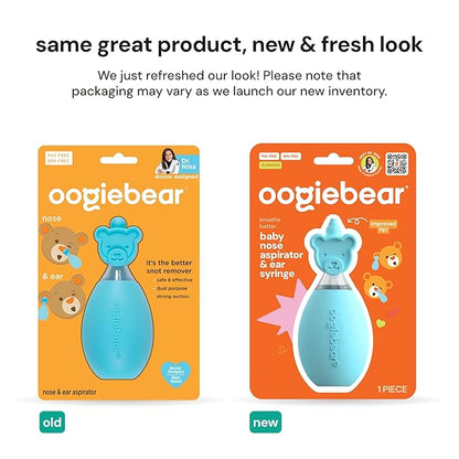 oogiebear: Baby Nasal Aspirator - Safe Booger & Earwax Remover for Newborns, Infants, Toddlers - Better Syringe, Airtight Suction, Nose Sucker - Essential Baby Stuff, Diaper Bag Must-Haves, Blue