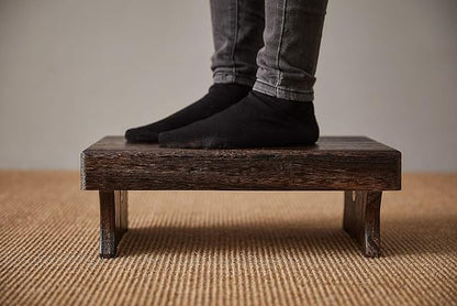Wood Step Stool, Portable Rectangle Bed Stool, Small Step Ladder for Kitchen & Bathroom, Foot Rest Stool Under Desk, Large Surface, Strong and Durable