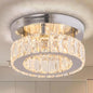 Small Modern Small Crystal LED Chandelier Mini Flush Mount Round Ceiling Light Fixture K9 Crystal Ceiling Lamp for Dining Room Living Room Bedroom (Warm White)