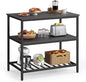VASAGLE Kitchen Island with 3 Shelves, 39.4 Inches Width Kitchen Shelf with Large Worktop, Stable Steel Structure, Industrial, Easy to Assemble, Ebonised Oak and Black UKKI005B42