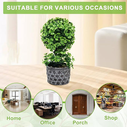 Artificial Plants Potted Indoor, Small Fake Plant Bonsai Tree for Office Desk, 11.81'' Faux Plants Decor for Shelf Bathroom Farmhouse Living Room Coffee Decor