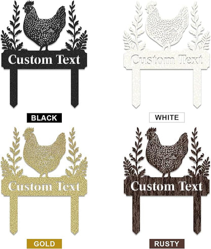 Personalized Metal Chicken Coop Sign, Custom Name Chicken Coop Signs for Outside, Decorative Garden Stakes, Metal Yard Art, Backyard Farmhouse Decor, Chicken Gifts for Women Man Color09