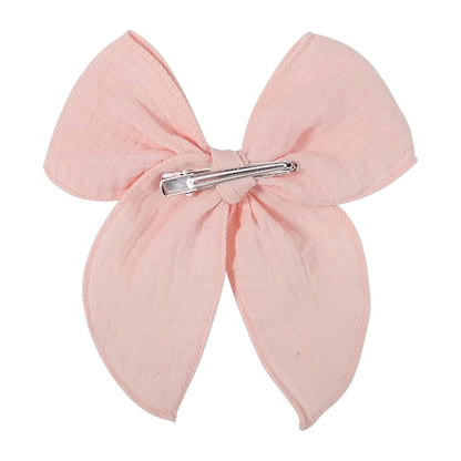 5.5 Inch Purple Fable Hair Bow: Handmade Linen Cotton Hair Clip for Girls - 1 PCS
