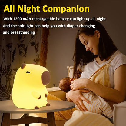 OkiyiD Capybara Night Lamp, Capybara for Loved Ones and Friends, Capybara Light Gift, ABS+SIL, Touch Control, Portable Rechargeable Dimmable, Best Choice for Gift Giving (Capybara)