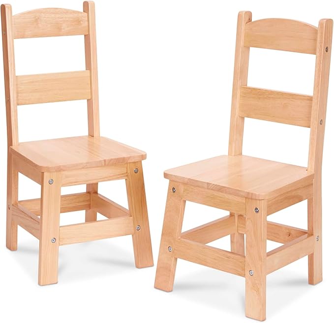 Melissa & Doug Wooden Chairs, Set of 2 - Blonde Furniture for Playroom