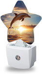 Dolphin Ocean Nightlights Plug in Wall,Sunset Decorative Star Lamp with Automatic Lighting for Living Space,Gentle Glow for Kids Room,Hallway,Bathroom