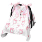 Tegeme 2-in-1 Pink Bow Muslin Baby Car Seat Cover Breathable Multi-use Nursing Infant Car Seat Cover Windproof Canopy for Breastfeeding Strollers Carriers