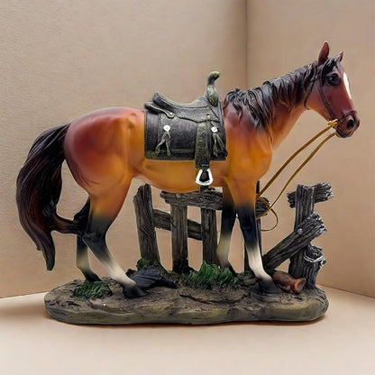 10 INCH Horse Statue Figurine Sculpture Resin Collectible Gifts for Horse Lover Office Home Decor Desk Accessories Decoration Garden Figurines Outdoor Decor (Brown)