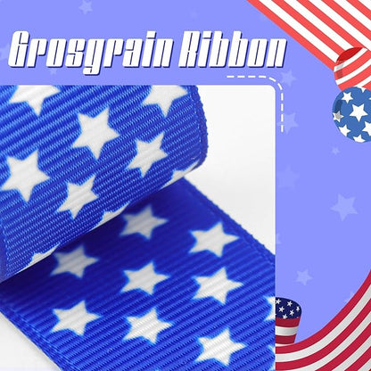 YanJie 4th of July 3'' Bow Hair Clips 4pcs Red Blue Ribbon Star Baby Girl Clips American Flag Clips Patriotic Hairpins Girls Hair Accessories