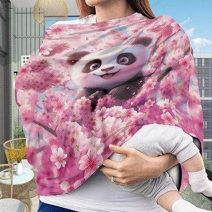 AFPANQZ 3D Panda Car Seat Covers for Babies Stretchy Lightweight Soft Nursing Cover Breastfeeding Shield Carseat High Chairs Gender Neutral Shopping Carts Infant Baby Beanie and Bags