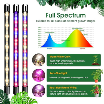 Wolezek Grow Lights for Indoor Plants, 100 LEDs Full Spectrum Plant Lights for Indoor Growing with Adjustable Stand, 5-Heads Grow Lamp with Auto 6/12/16H Timer, 3 Light Modes, 5 Levels Dimmable