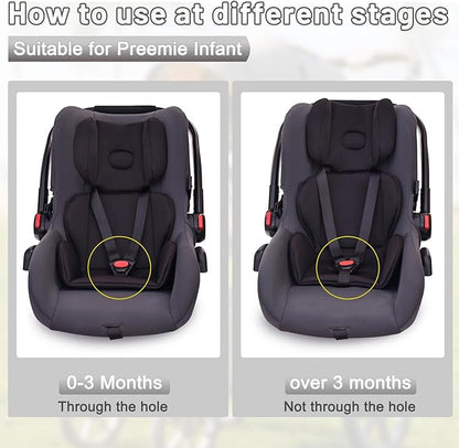 Infant Car Seat Insert，Carseat Head Support for Baby Preemie Newborn Infant,Babies Insert for Doona Stroller,Universal Baby Car Seat Head Support for Swing, Carseat(Black)