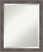 Amanti Art Grey Wall Mirror 23x19 Pinstripe Lead Grey Rectangle Bathroom Mirror for Wall Decor Living Room, Small Modern Wood Frame, Hangs Horizonally and Vertically, Bathroom Decor, Beveled Edge