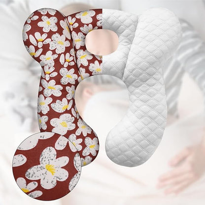 Baby Travel Pillow, Upgrade U-Shape Infant Pillow for Car Seat Pushchair and Stroller, Soft Comfortable Sleep Cushion for Kids Newborn and Toddler -Flower Red