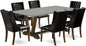 East West Furniture V797FO749-7 7 Piece Dining Room Table Set Consist of a Rectangle Kitchen Table with V-Legs and 6 Black Faux Leather Parson Dining Chairs, 40x72 Inch, Multi-Color