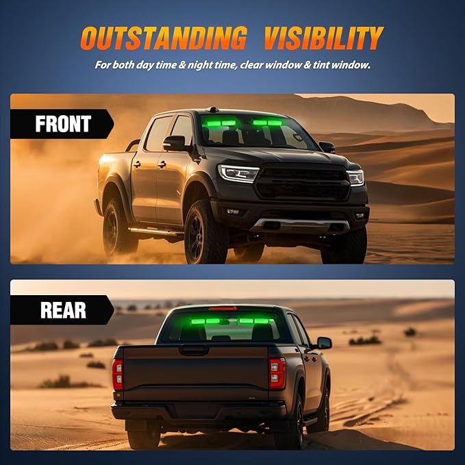 Nilight 40LED Green Emergency Strobe Traffic Advisor Light Bar with Suction Cups Dash Safety Warning Hazard Flashing Lights Interior Front/Rear Windshield for Trucks Construction Vehicles