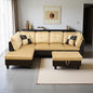 L Shaped Couch Modern Sectional Couch Upholstered Lint Fabric 3 Pieces Sofas for Living Room with Chaise, Storage Ottoman for Office and Small Apartment, Beige and Brown