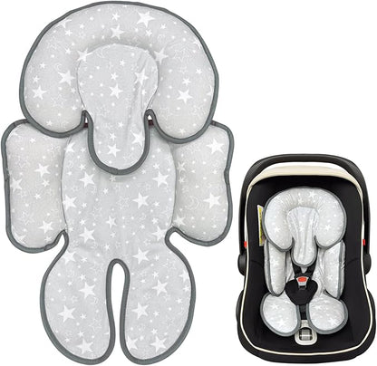Infant Car Seat Insert, 2 in 1 Reversible Baby Car Seat Head & Body Support Cushion Pillow for Newborn,Soft Newborn Carseat Head Support Pad for Carseats, Strollers, Swings, Bouncers
