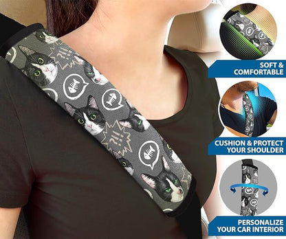 WIRESTER Soft Car Safety Seat Belt Shoulder Pad Cover Design, Cushion Harness Comfortable Pad (Dog Face, Cat Face, Turtle, Mermaid Scale, Nebula Galaxy)