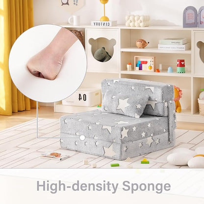 Folding Sofa Bed Floor Mattress for Kids with Pillow, Toddler Folding Floor Nap Mat for Sleeping, Child Fold Up Sofa Futon Folding Floor Lounger Chair Bed with Storage Bag