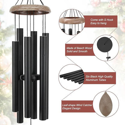 ASTARIN Wind Chimes for Outside, All Metal Tuned Wind Chime Outdoors, Sympathy & Memorial Wind Chimes for Mom Dad, Leaf Design, Box Included