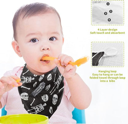 vvfelixl Baby Washcloths Cotton Creepy Skull Baby Muslin Washcloths Soft Baby Face Towel for Newborn Infants, 11.8 X 11.8 inch, one sizex5