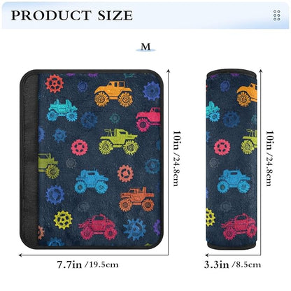 Seat Belt Covers 2 Pack Monster Trucks Car Seat Strap Covers Super Soft Car Seat Neck Cover for Boys Girls Adults Babies S