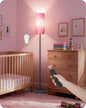 Dimmable Floor Lamps for Living Room with Remote and Foot Switch, 64.4” Modern Standing Tall Lamp, Corner Lamp for Bedroom, Bulb Included, 3000K-6500K, FCC Listed, Sakura Pink and Black CP06LD05W1