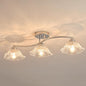 Semi Flush Mount Ceiling Light Fixture,3 Lights Modern Glass Shade Chandelier, Mini Ceiling Fixture for Entryway, Kitchen, Bedroom, Silver