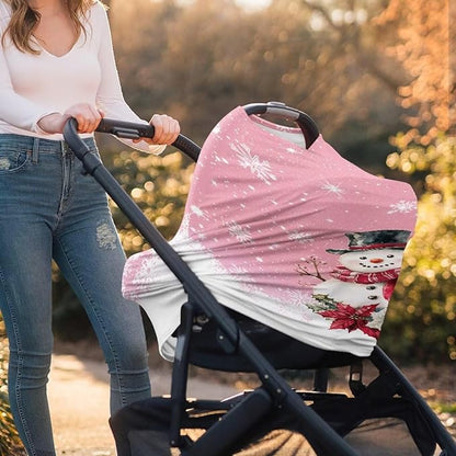 AFPANQZ Snowman Nursing Cover Breastfeeding Covers Stretchy Babies Car Seat Cover Soft Breathable Infant Carseat Canopy Shopping Cart Stroller Canopy for Baby