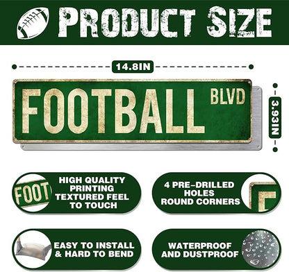 Football Gifts for Boys 8-12 Accessories Football Stuff Wall Decor for Boys Room Football Room Gear Teen Boys Birthday Christmas Vintage Wall Sign