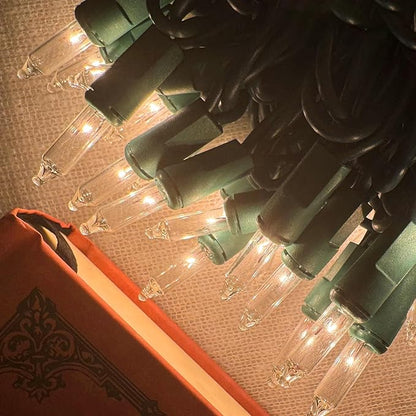 HISHINY Christmas Lights 100 Count Clear Christmas Tree String Lights with Green Wire for Outdoor Indoor Christmas Decorations Wedding Decorations Valentines Day Decor,UL Certified (32feet)
