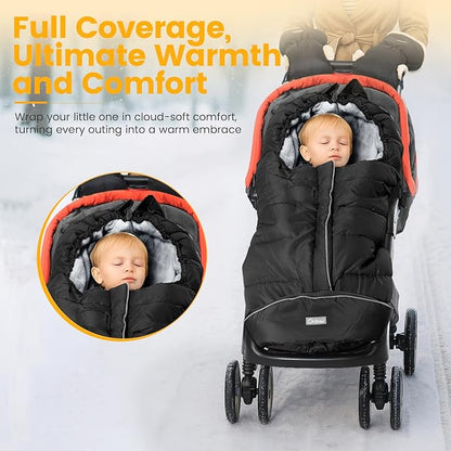 Orzbow Warm Bunting Bag Universal, Stroller Sleeping Bag Cold Weather, Waterproof Toddler Footmuff (Black, Large)