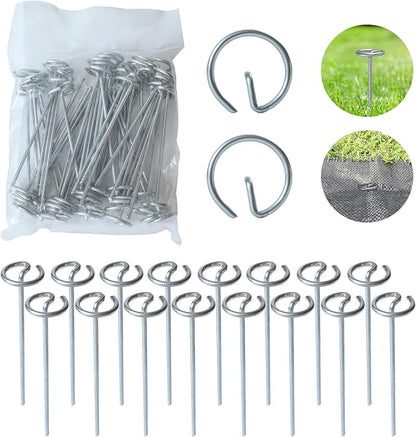 50 Pack Circle Top Landscape Fabric Stakes 8 Gauge Landscape Pins, More Holding Power Than U-Shape Garden Staples, 6 Inch Length Garden Stakes Not Easy to Bend, Yard Lawn Spikes for Plant Cover