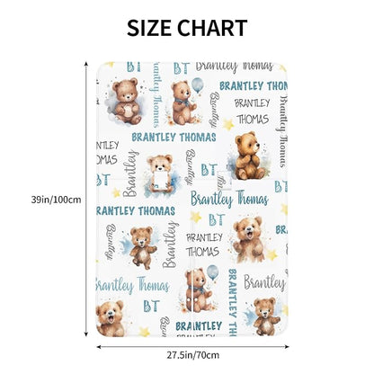 Personalized Baby Car Seat Cover Winter Custom Minky Carseat Cover Boy Girls with Name Bear Carseat Canopy Customized Car Seat Canopy Infant Carrier Covers Nursing Cover Toddler Blanket