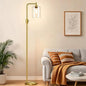 【Upgraded】Dimmable Floor Lamp for Living Room with Clear Glass Lampshade, Brass Modern Floor Lamp with 900LM Edison Bulb Included, Bright Standing Tall Lamp for Bedroom, Office, Reading Room, Corner