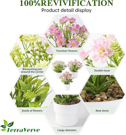 2-Piece Potted Artificial Freesia Flowers | Lifelike Indoor Plants for Home, Office, Bedroom, Bathroom Decor | Rustic Farmhouse Style Artificial Greenery
