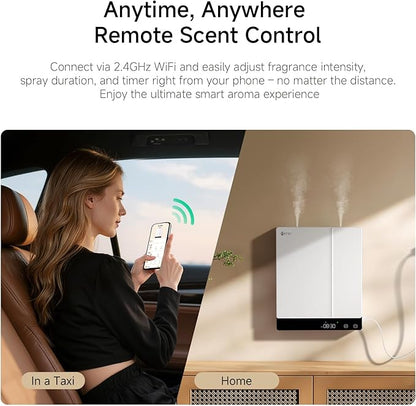 Smart Waterless Essential Oil Diffuser - Aromatherapy Scent Machine for Home & Office, Xiaomi Home APP, Remote Control, Dual Chambers/Nozzles, 2×230ml Oils, Hotel Collection, Wall/Desktop