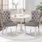 SoarFlash Kitchen Table and Chairs for 2, 31.5" Dining Table Set for 2 with Velvet Upholstered Chairs, 3 Piece Round Kitchen Table Set, Dining Room Table Set for Small Space, Apartment, Grey/White
