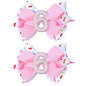 2PCS Hair Bows for Baby Girls Birthday - 6th Birthday Hair Bow Sweet Theme with Ice Cream Party, Pink Hair Accessories for Baby Toddler 1 2 3 4 5 6 Years, Outfit & Decorations