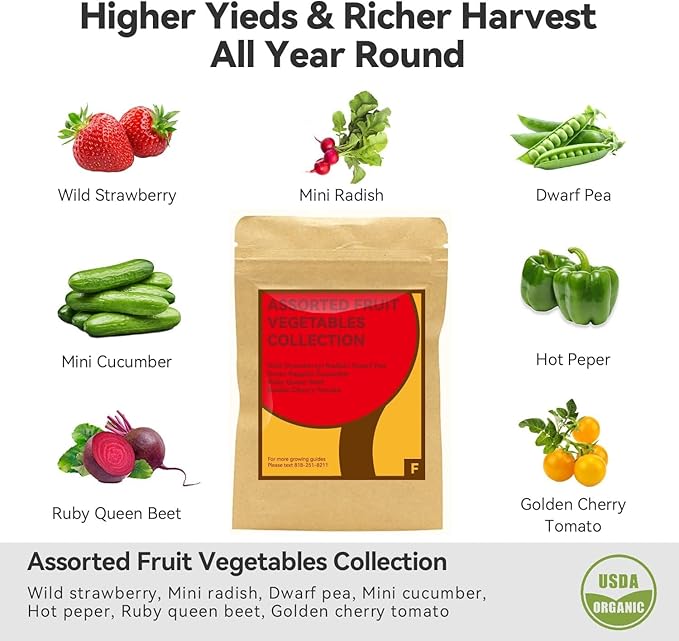 inbloom Fruit Seed Pod Kit for AeroGarden, Ahopegarden, GARDENCUBE, MUFGA, iDoo Hydroponics Growing System, 12-Pods (350+ Seeds Include Strawberry, Tomato, Cucumber, Pea, Ruby Queen Beet)