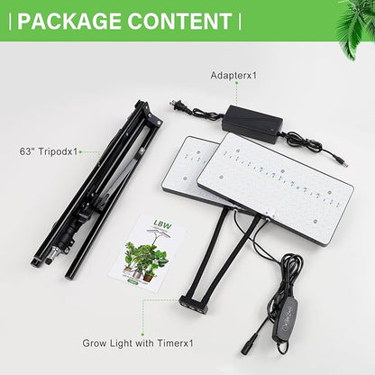 LBW Latest Grow Light for Indoor Plants, 428 LED Dual-Head Full Spectrum Standing Plant Light, Floor Grow Lamp with 3/6/12H Timer, 6 Brightness Levels, 3 Switch Modes, 75" Adjustable Tripod Stand