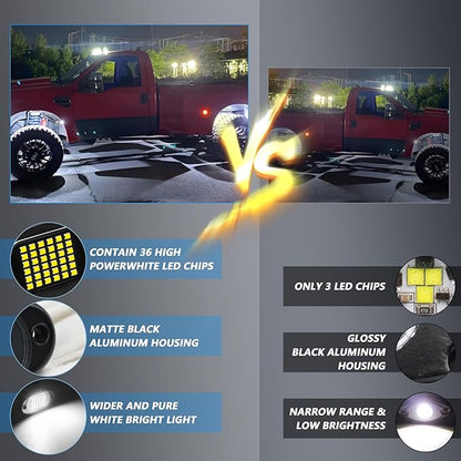 Rock Lights Ultra Bright LED Neon Underglow Lights Waterproof for Trucks Pickup SUV UTV ATV RZR Car Boats Motorcycle (White, 4 Pods)