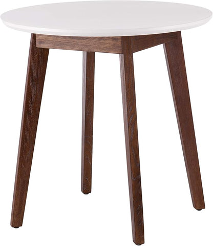 SEI Furniture Oden Two-Tone Small Space Round Dining Table, White, Burnt Oak