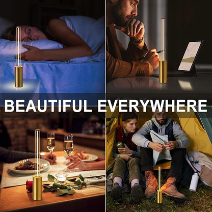 Portable Cordless Lamp, 3-Way Touch USB Rechargeable Battery Operated Table Lamp, Minimalist Small Lamp for Bedside and Kitchen, Ambient Light for Dining and Bar, Gold
