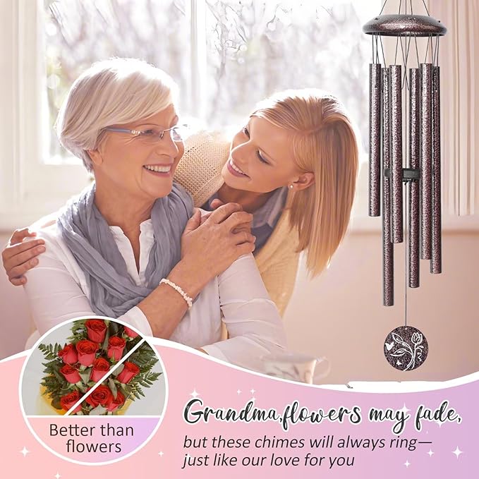 Gifts for Grandma, 25''Wind Chimes, Grandma Birthday Gifts for Grandmother from Granddaughter Grandson Grandkids, Mothers Day, Thanksgiving, Christmas Day Gift Ideas for Love Rreminder