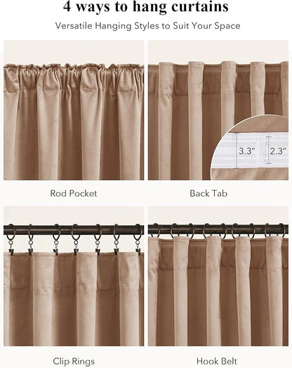 StangH Nursery Bedroom Curtains 96 inches Long, Blush Beige Soft Room Darkening Window Treatment for Living Room Sliding Door/Girls Closet/Office, W52 x L96, 2 Panels