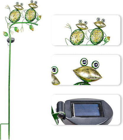 Bshine Outdoor Solar Garden Decorative Frog Lights, Waterproof LED Metal Stake Yard Art for Backyard, Path, Lawn Ornaments for Mom Gifts, Mother's Day Gifts