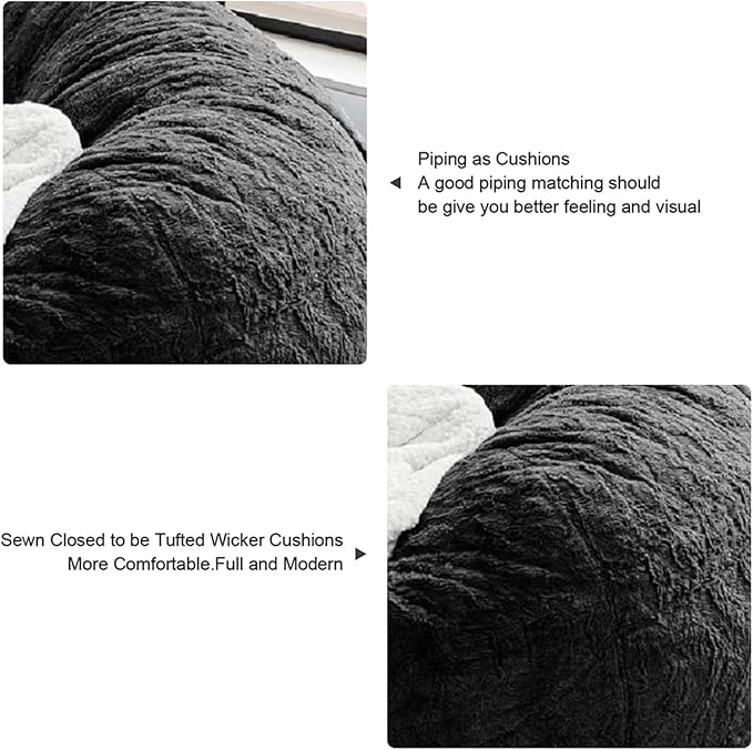 Bean Bag Chair for Adults Kids Without Filler Fluffy Comfy Giant Round Beanbag Sofa Chair Cover for Stuffed Animal Storage Living Room, 5FT, Dark Grey