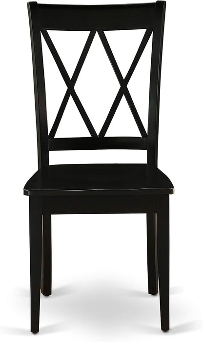 East West Furniture DLCL5-BLK-W 5 Piece Dining Table Set for 4 Includes a Round Kitchen Table with Dropleaf and 4 Dining Room Chairs, 42x42 Inch, Black